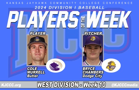 KJCCC West Baseball Player and Pitcher of the Week, Week 10