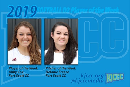 KJCCC Division II Softball Player and Pitcher of the Week - Week 6